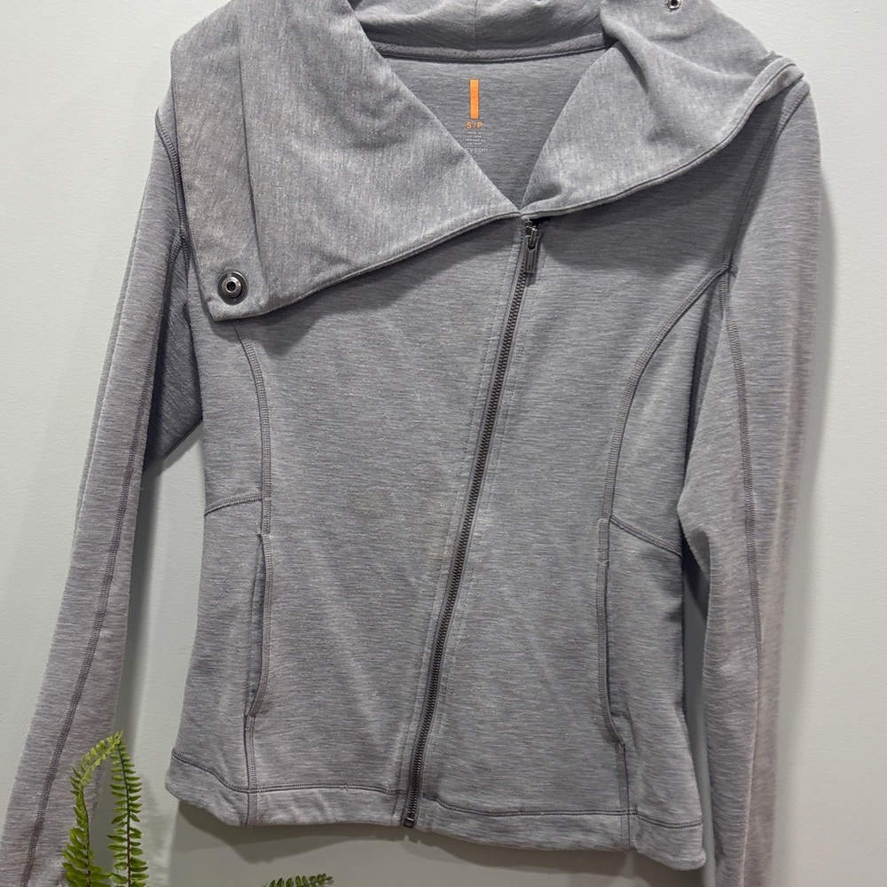 Gray Asymmetrical Zip Active Jacket